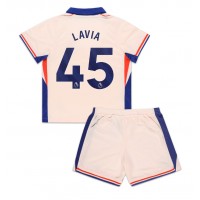 Camisa de Futebol Chelsea Romeo Lavia #45 Equipamento Secundário Infantil 2024-25 Manga Curta (+ Calças curtas)